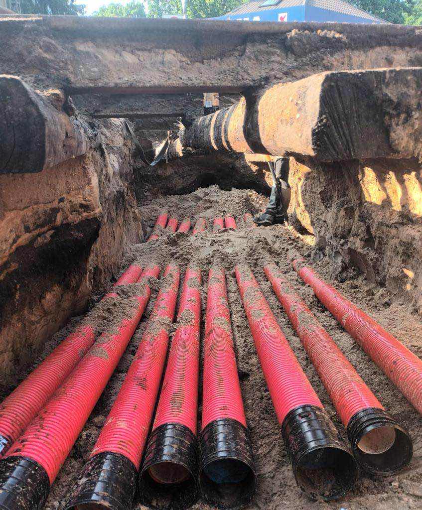 Drainage and sewer network installation works