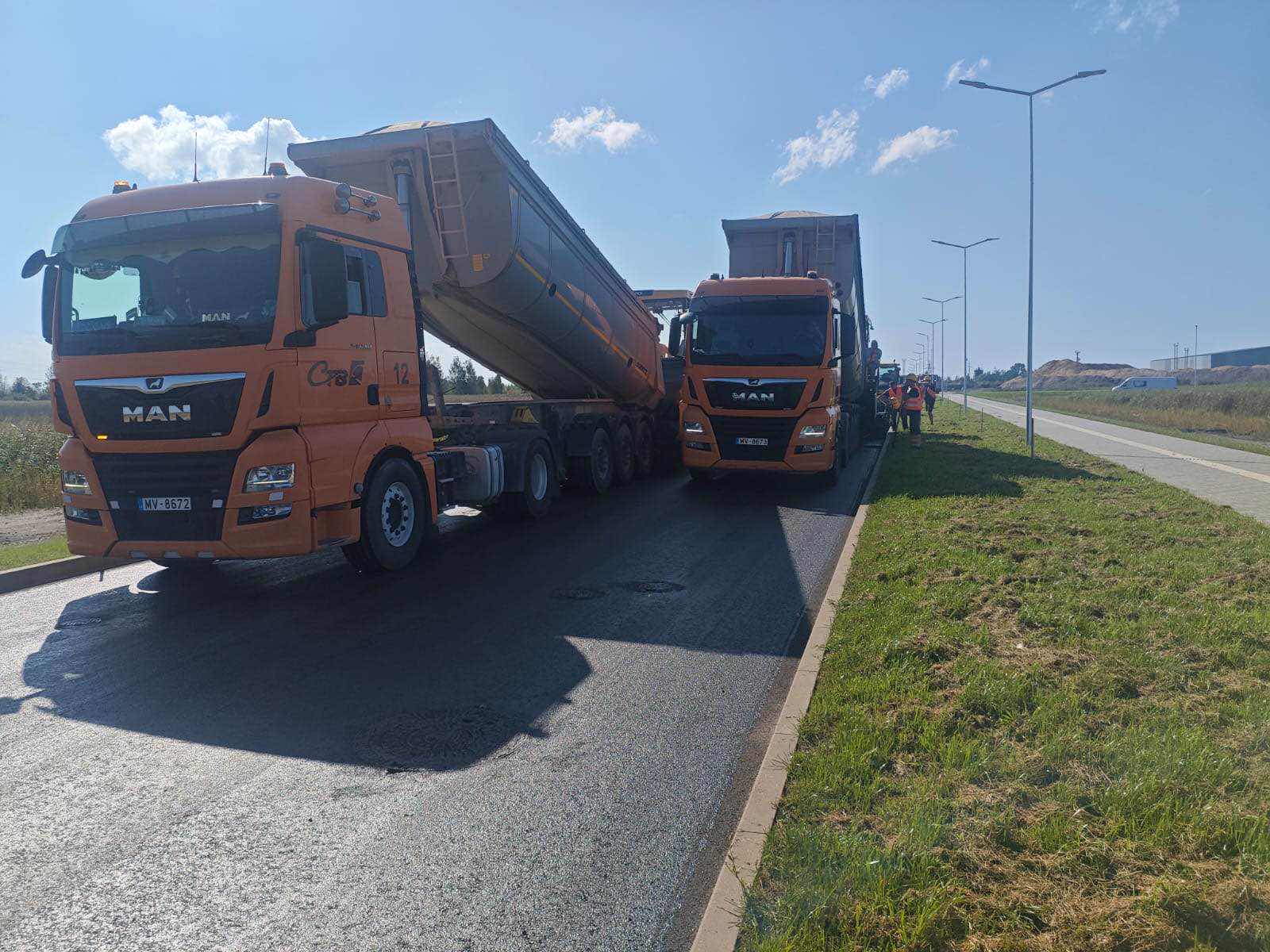 Road grading and excavation works